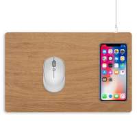 10W Leather Mousepad with Wireless Charger Wood Grain Wireless Fast Charger