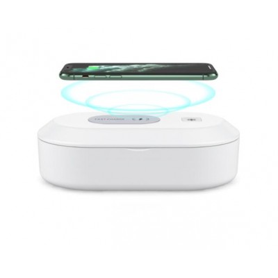 Led Light UV Sterilizer Box Portable 15W Qi Wireless Charging Sanitizer Mobile Phone Charger Stand UVC Sterilization Container