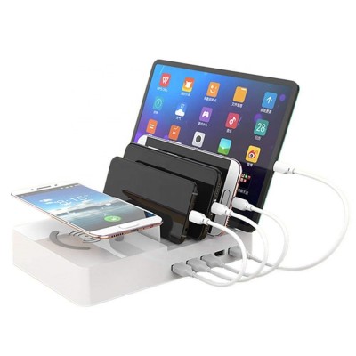 Multiple 5 Port USB desktop dock Universal Mobile Phone  Wireless Charging Station